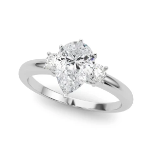 Yasma Natural Diamond Silver 6 Prong Set Trilogy Engagement Ring