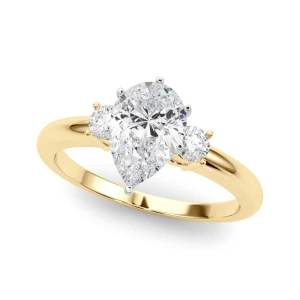 Yasma Natural Diamond Yellow Gold 6 Prong Set Trilogy Engagement Ring