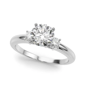 Yukina Natural Diamond Silver 4 Prong Set Trilogy Engagement Ring