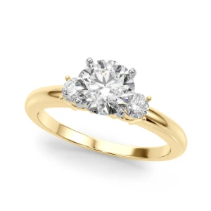 Yukina Natural Diamond Yellow Gold 4 Prong Set Trilogy Engagement Ring