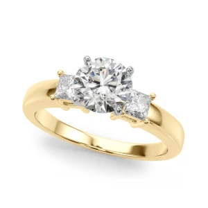 Yanci Natural Diamond Yellow Gold 4 Prong Set Trilogy Engagement Ring