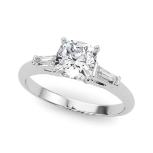 Yume Natural Diamond Silver 4 Prong Set Trilogy Engagement Ring