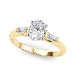 Yumiko Natural Diamond Yellow Gold 4 Prong Set Trilogy Engagement Ring