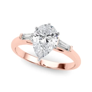 Yuria Natural Diamond Rose Gold 6 Prong Set Trilogy Engagement Ring