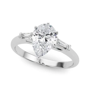 Yuria Natural Diamond Silver 6 Prong Set Trilogy Engagement Ring