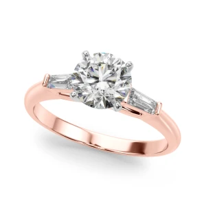 Yelina Natural Diamond Rose Gold 4 Prong Set Trilogy Engagement Ring