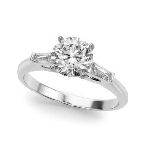 Yelina Natural Diamond Silver 4 Prong Set Trilogy Engagement Ring