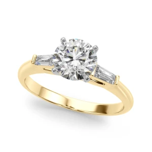 Yelina Natural Diamond Yellow Gold 4 Prong Set Trilogy Engagement Ring