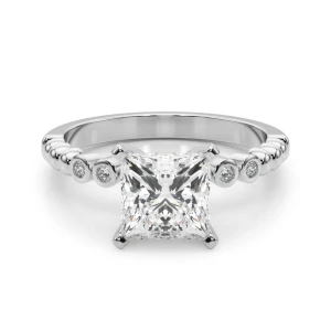Rejina Natural Diamond 4 Prong Side Stone Engagement Ring
