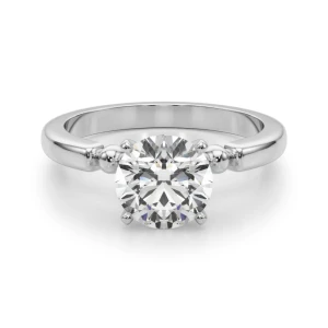 Judy Lab Grown Diamond Round cut 4 Prong  Side Stone Engagement Ring