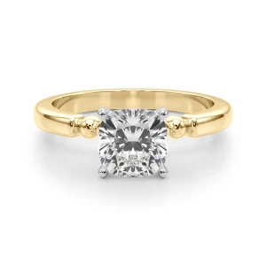 Judy Lab Grown Diamond Yellow Gold 4 Prong Side Stone Engagement Ring