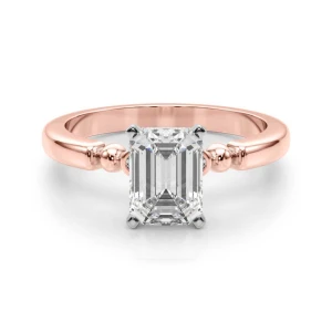 Judy Lab Grown Diamond Rose Gold 4 Prong Side Stone Engagement Ring