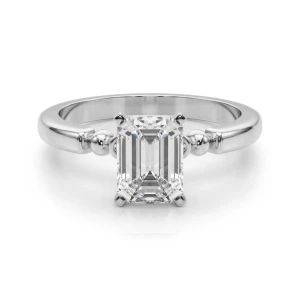 Judy Lab Grown Diamond White Gold 4 Prong Side Stone Engagement Ring