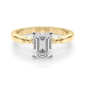 Judy Lab Grown Diamond Yellow Gold 4 Prong Side Stone Engagement Ring