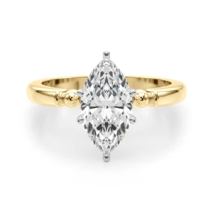 Judy Lab Grown Diamond Yellow Gold 6 Prong Side Stone Engagement Ring