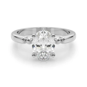 Judy Lab Grown Diamond Oval cut 4 Prong  Side Stone Engagement Ring
