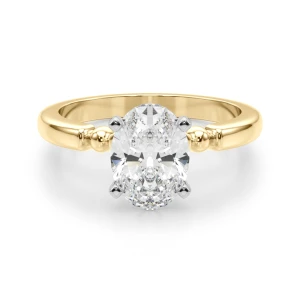 Judy Lab Grown Diamond Yellow Gold 4 Prong Side Stone Engagement Ring
