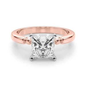 Judy Lab Grown Diamond Rose Gold 4 Prong Side Stone Engagement Ring