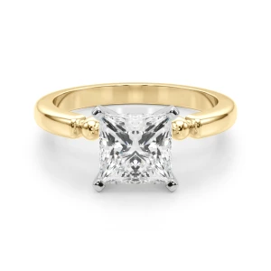 Judy Lab Grown Diamond Yellow Gold 4 Prong Side Stone Engagement Ring