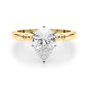 Judy Lab Grown Diamond Yellow Gold 6 Prong Side Stone Engagement Ring