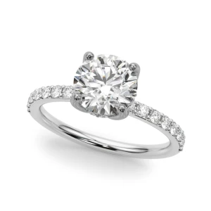 Yamani Natural Diamond Silver 4 Prong Set Halo Engagement Ring