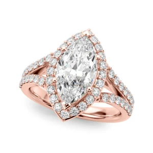 Kiara Lab-Created Diamond Rose Gold 6 Prong Halo Engagement Ring