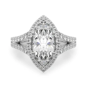 Kiara Lab-Created Diamond Platinum 6 Prong Halo Engagement Ring