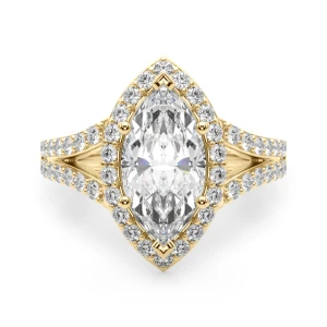 Kiara Lab-Created Diamond Yellow Gold 6 Prong Halo Engagement Ring