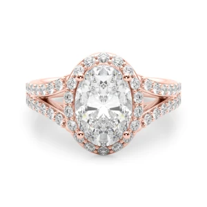 Clarah Lab-Created Diamond Rose Gold 4 Prong Halo Engagement Ring