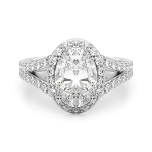 Clarah Lab-Created Diamond Platinum 4 Prong Halo Engagement Ring