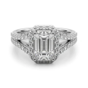 Clara Lab-Created Diamond Silver 4 Prong Halo Engagement Ring
