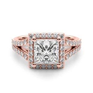 Jenaila Lab-Created Diamond Rose Gold 4 Prong Halo Engagement Ring