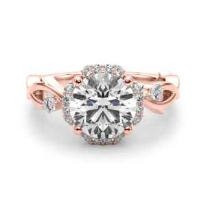 Celsya Lab-Created Diamond Rose Gold 4 Prong Halo Engagement Ring
