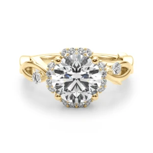 Celsya Lab-Created Diamond Yellow Gold 4 Prong Halo Engagement Ring