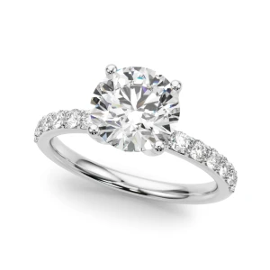 Yuriko Natural Diamond Silver 4 Prong Set Halo Engagement Ring