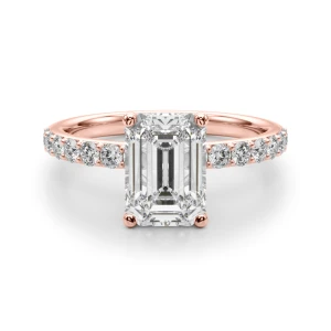 Elidza Lab-Created Diamond Rose Gold 4 Prong Halo Engagement Ring