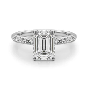 Elidza Lab-Created Diamond Platinum 4 Prong Halo Engagement Ring