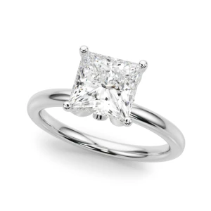 Yamara Natural Diamond Silver 4 Prong Set Halo Engagement Ring
