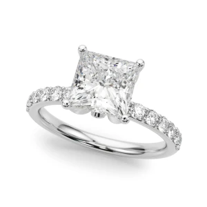 Yoli Natural Diamond Silver 4 Prong Set Halo Engagement Ring
