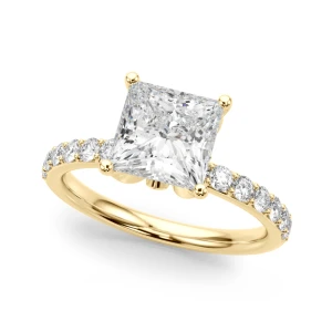 Yoli Natural Diamond Yellow Gold 4 Prong Set Halo Engagement Ring