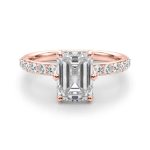 Eliza Lab-Created Diamond Rose Gold 4 Prong Halo Engagement Ring