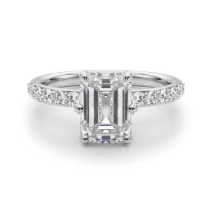 Eliza Lab-Created Diamond Platinum 4 Prong Halo Engagement Ring