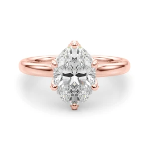 Alnis Lab Grown Diamond Rose Gold 6 Prong Halo Engagement Ring