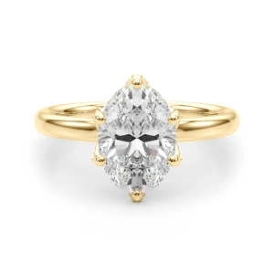 Alnis Lab-Created Diamond Yellow Gold 6 Prong Halo Engagement Ring