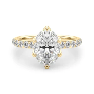 Crena Lab-Created Diamond Yellow Gold 6 Prong Halo Engagement Ring