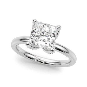Yaroslava Natural Diamond Silver 4 Prong Set Halo Engagement Ring