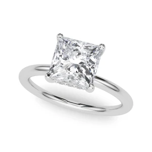 Yukti Natural Diamond Silver 4 Prong Set Halo Engagement Ring