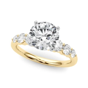 Evie Natural Yellow Gold Side Stone Diamond Ring