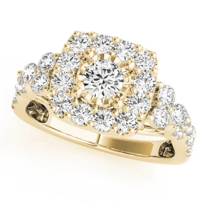 Janet Natural Yellow Gold Halo Diamond Ring