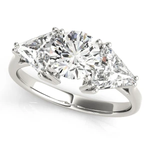 Wardah Lab-Created Diamond Silver 4 Prong Set Trilogy Engagement Ring